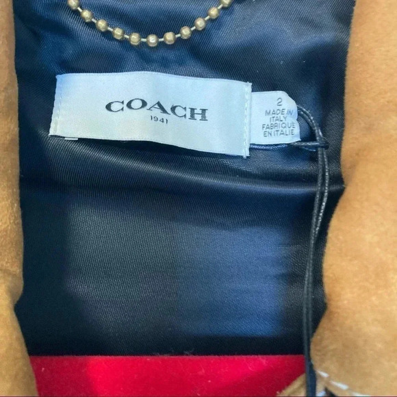 NWOT Coach lamb suede studs tan cognac jacket - Picture 3 of 11